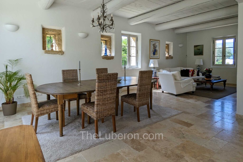 Dining table and living room