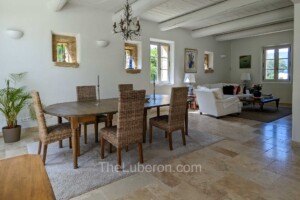 Dining table and living room